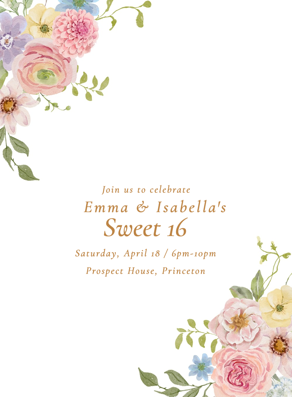 Emma & Isabella's Sweet 16 Invitation